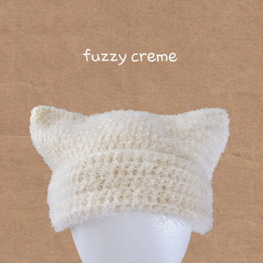 fuzzy cat beanie